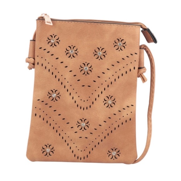 Faux Leather Crossbody Rhinestone Purse - Picture 2 of 2